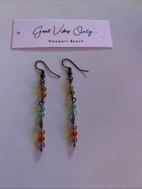 Good Vibes 😎 Only multicolored faceted Bead Drop Earrings!
